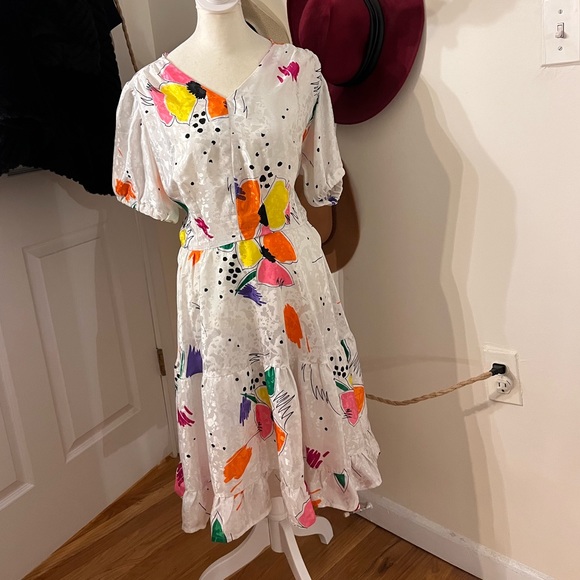 French Fashion Vintage Floral White Dress main image 1